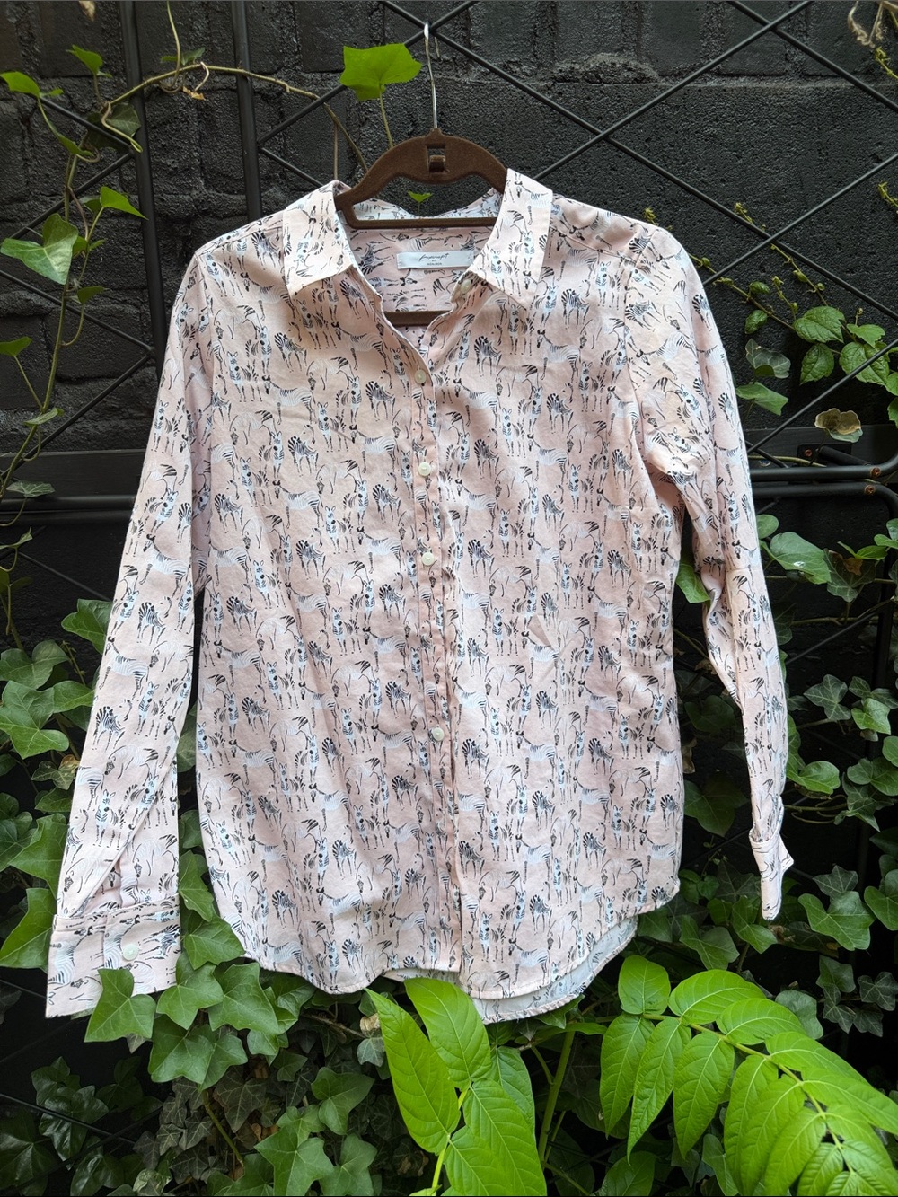 Women’s Light Pink Zebra Patterned Button-Down Shirt